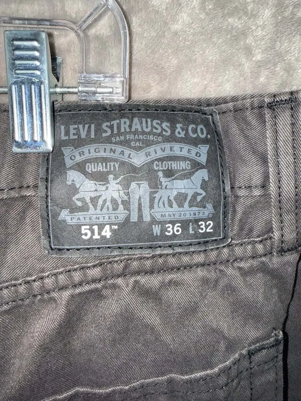 Levi's 514 Straight Fit Men's Charcoal Gray Jeans Size 36x32